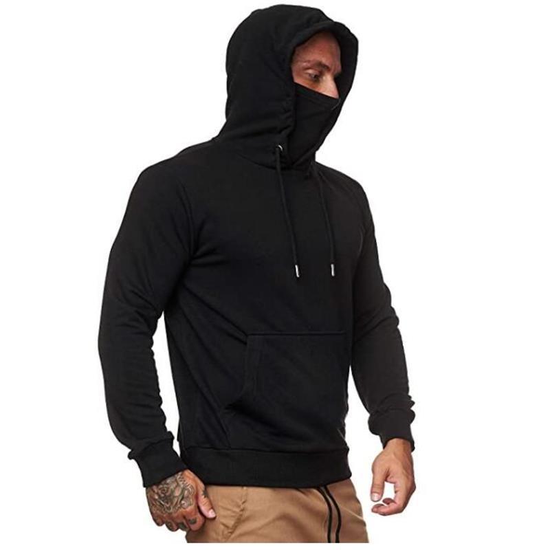 Men's Solid Color Plus Fleece Hoodie Sweatshirt