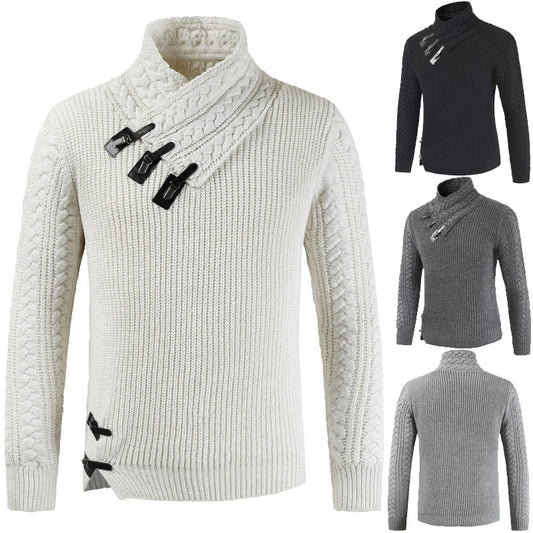 Men's Scalp Button Irregular Long Sleeve T-Shirt