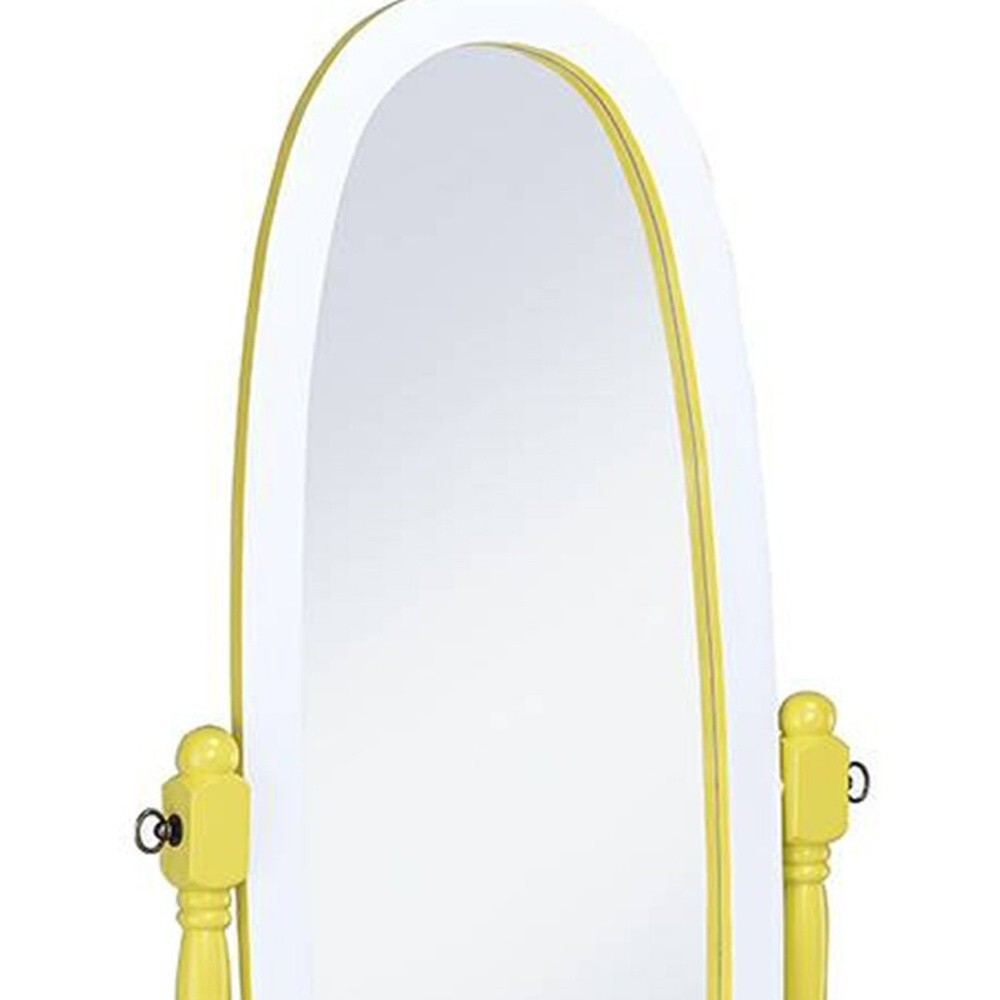 Yellow Oval Cheval Standing Solid Wood Mirror