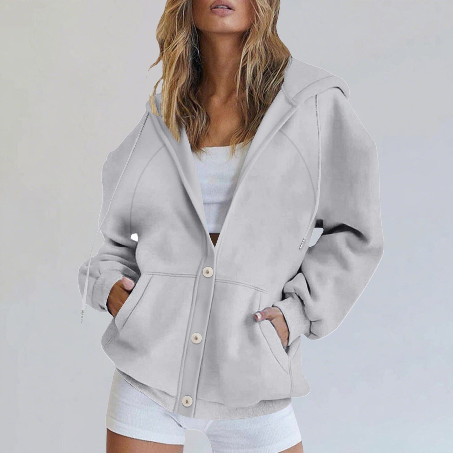 European And American  Fashion Autumn And Winter Jackets Women's Casual Cardigan Sweatshirt Jackets