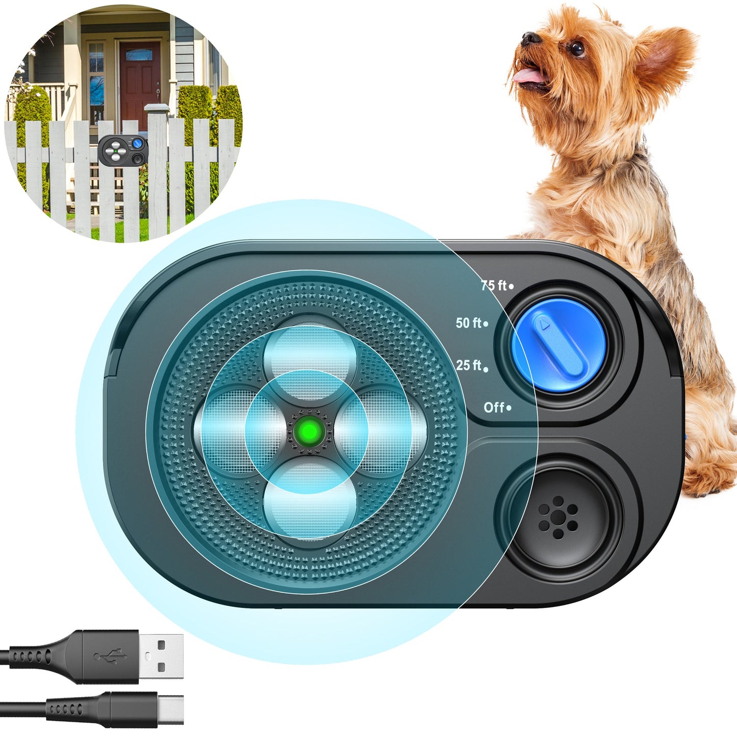 Anti Barking Device For Dogs, Bark Box Rechargeable Dog Bark Deterrent With Variable Ultra Frequency 6 Modes IP65 Waterproof Dog Silencer Stop Neighbors  Dogs From Barking Up To 75ft