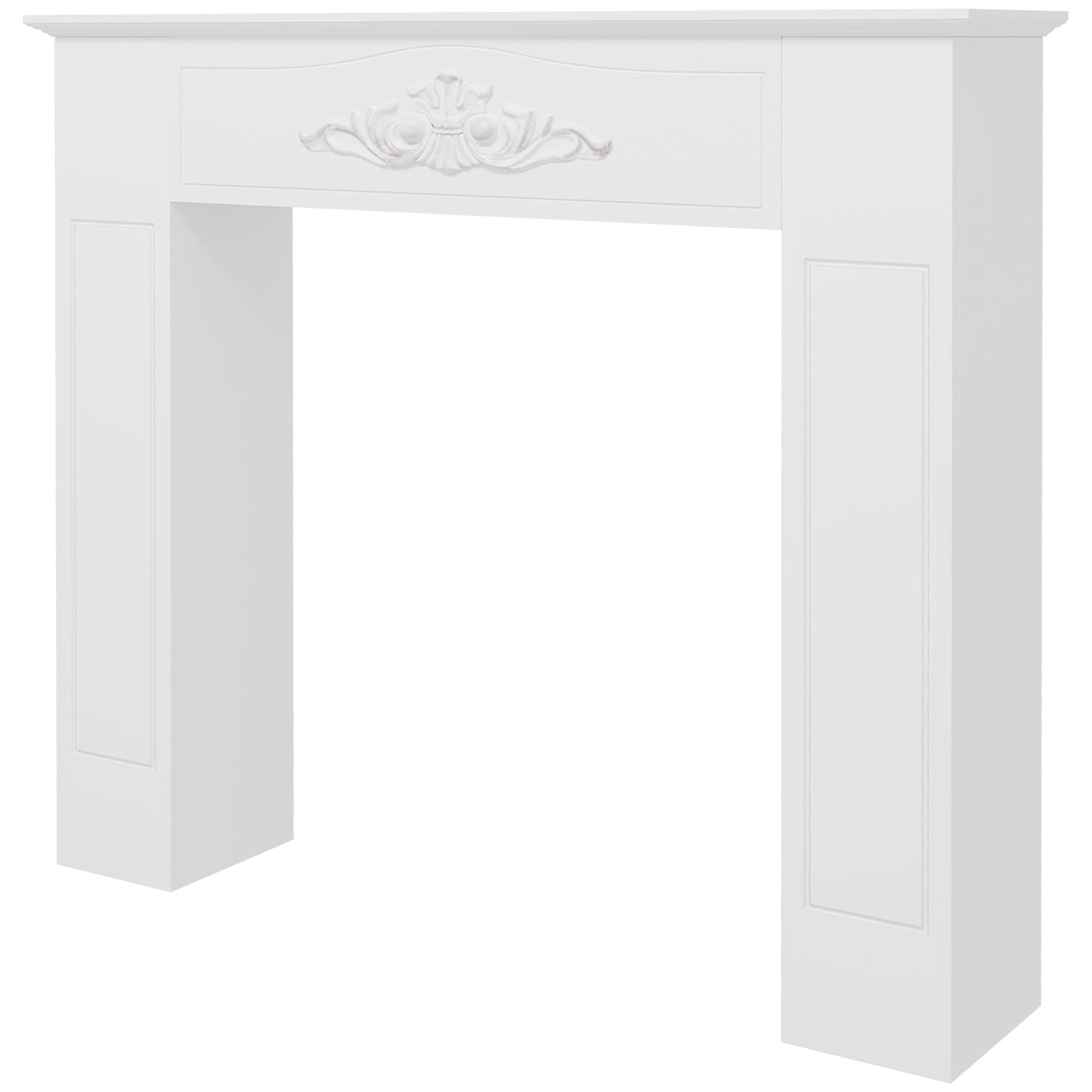Freestanding Fireplace Surround, Modern Fireplace Mantel with Leg for Electric Fireplaces, 44.7" W x 40" H, White