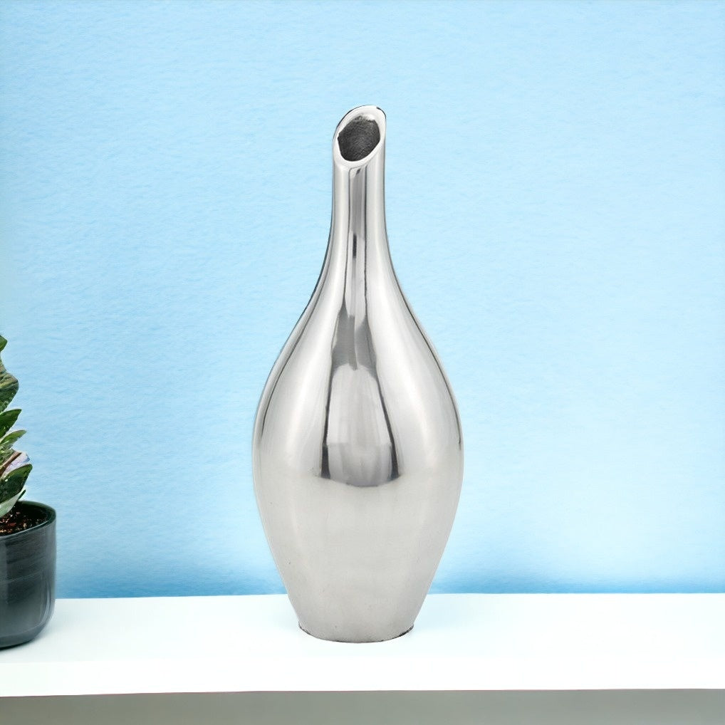 16" Silver Bud Aluminum Table Vase