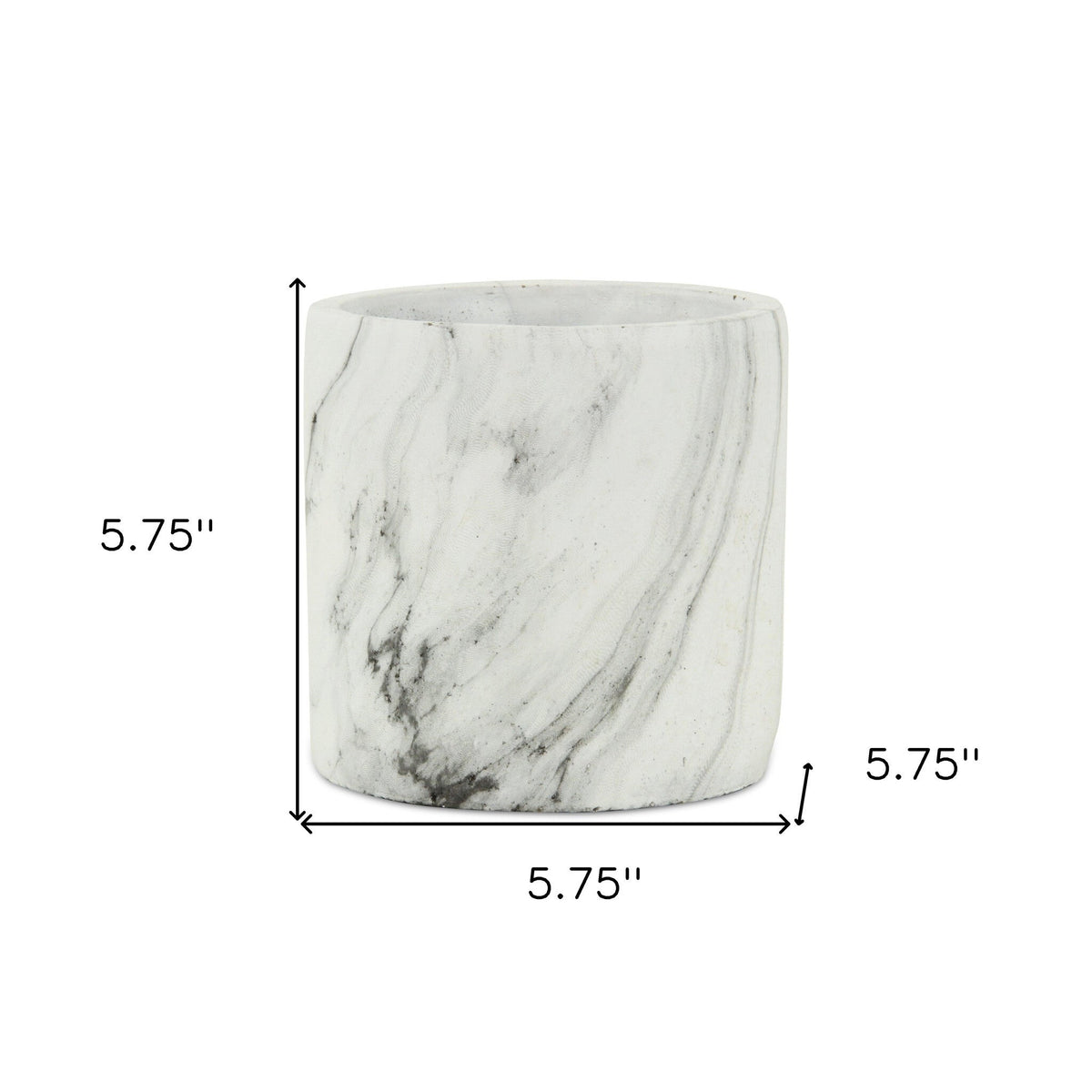 6" White and Gray Marbleized Ceramic Indoor Outdoor Round Pot Planter