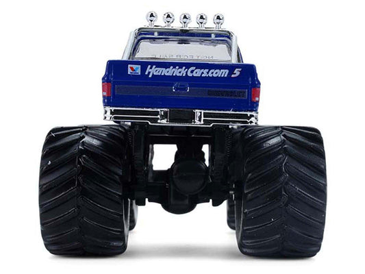 1981 Chevrolet K20 Monster Truck #5 "HendrickCars.com" Blue and White with Graphics "Kings of Crunch - Hendrick Motorsports Tribute" Special Edition 1/64 Diecast Model Car by Greenlight