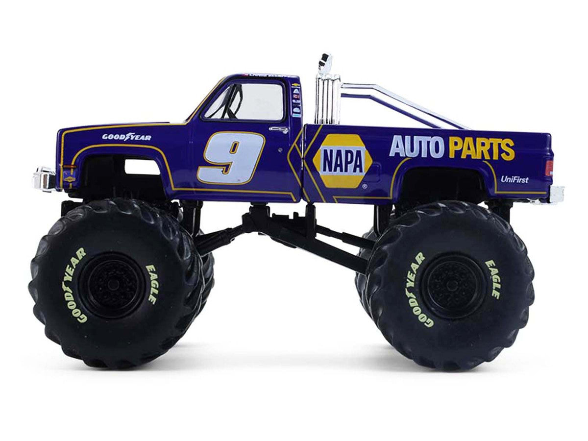 1984 Chevrolet C20 Monster Truck #9 "NAPA" Blue with Graphics "Kings of Crunch - Hendrick Motorsports Tribute" Special Edition 1/64 Diecast Model Car by Greenlight