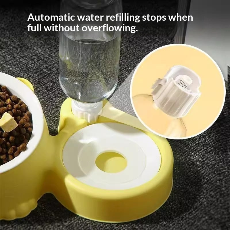 Pet Double Bowl Anti-Tip Cute Stainless Steel Food Bowl