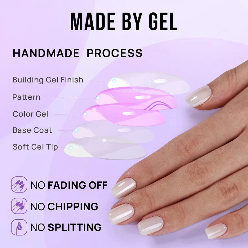 Classic Pearl White Short Square Nails - Press On Nails | Long Lasting & Reusable