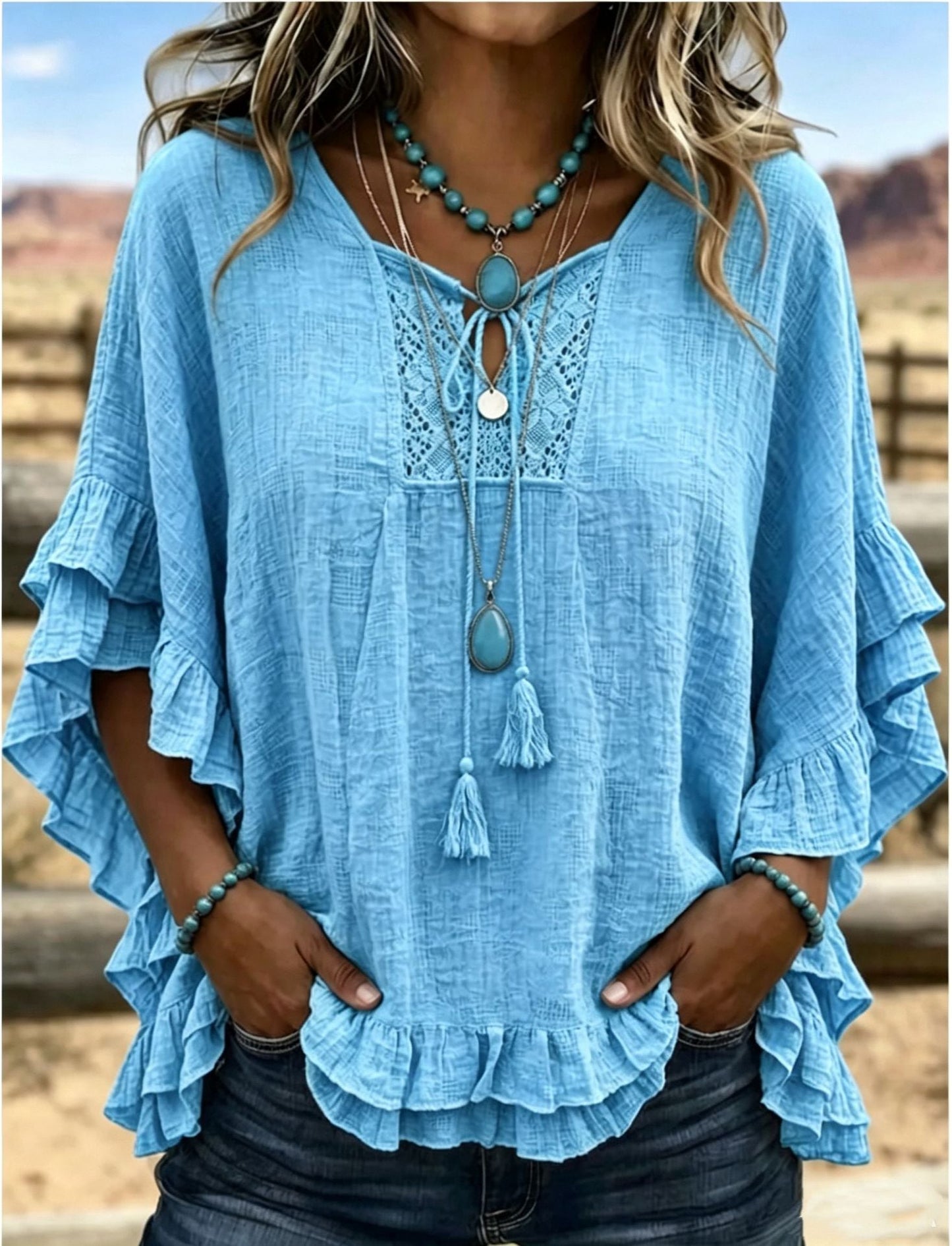 Seasonal European And American Cross-border V-neck Top