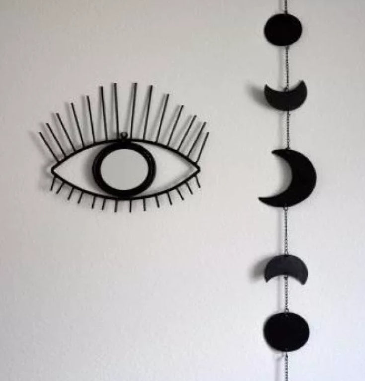 Wall Decor Eye-shaped Hanging Mirror Eyelash Embellishment