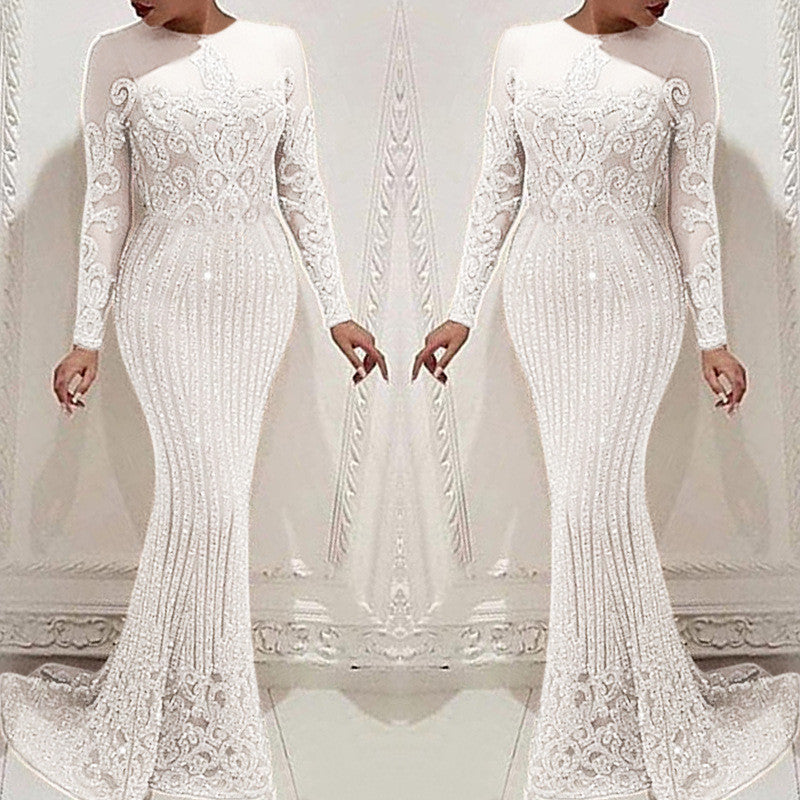 Sexy Gold Long Sleeve Dress Women