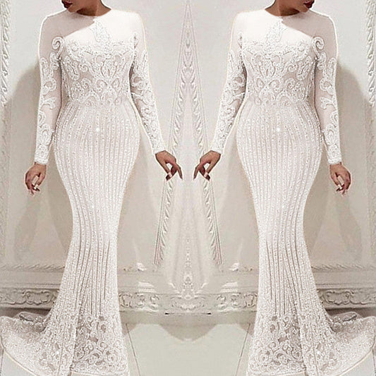 Sexy Gold Long Sleeve Dress Women