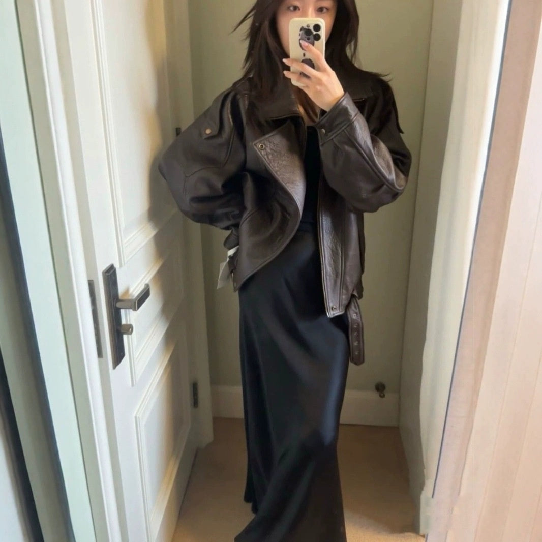 Vintage Industrial Leather Jacket With A High-end Feel