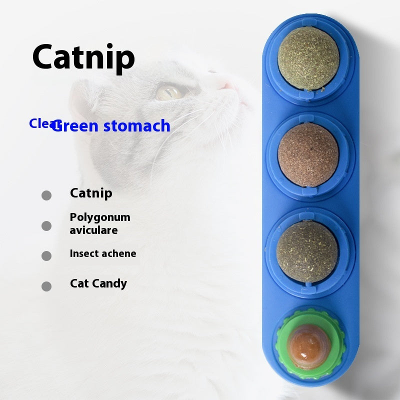 4 In 1 Rotating Catnip Silver Vine Ball Teeth Cleaning Acne Prevention Digestive Health Wall Stick On Toy Edible Safe Material