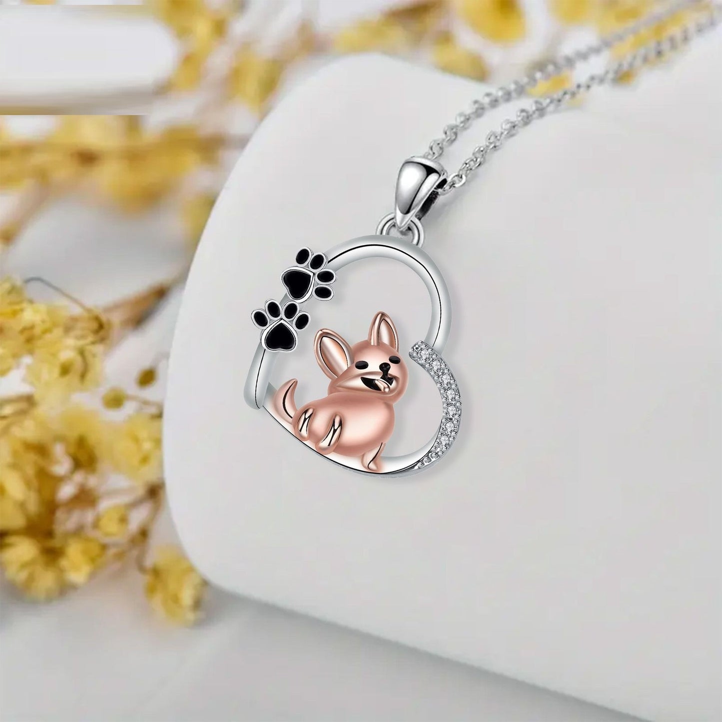 Lovely Heart-shaped Design Pet Dog Pendant Necklace Personality