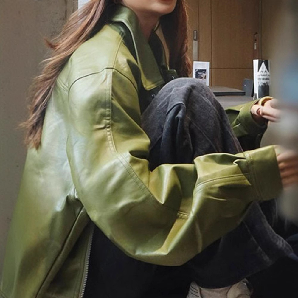 Green Faux Leather Jacket