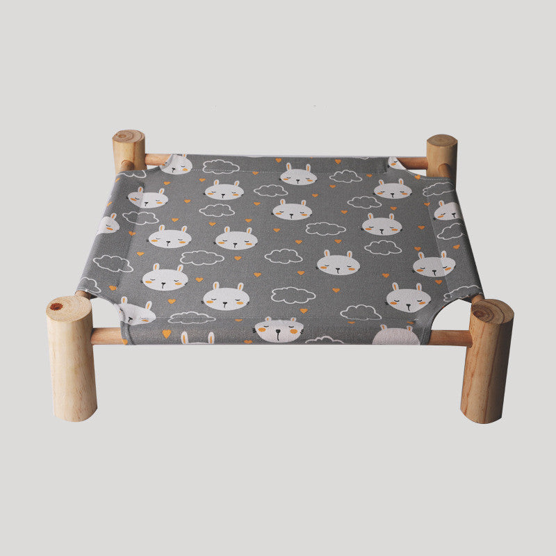 Washable Solid Wood Pet Dog Bed (Removable Cover)