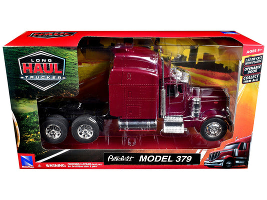 Peterbilt 379 Truck Tractor Burgundy Metallic "Long Haul Trucker" Series 1/32  Diecast Model by New Ray