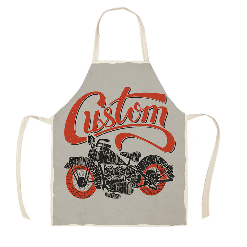 Creative Motorcycle Poster Art Letter Linen Kitchen Apron