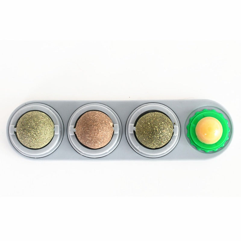 4 In 1 Rotating Catnip Silver Vine Ball Teeth Cleaning Acne Prevention Digestive Health Wall Stick On Toy Edible Safe Material