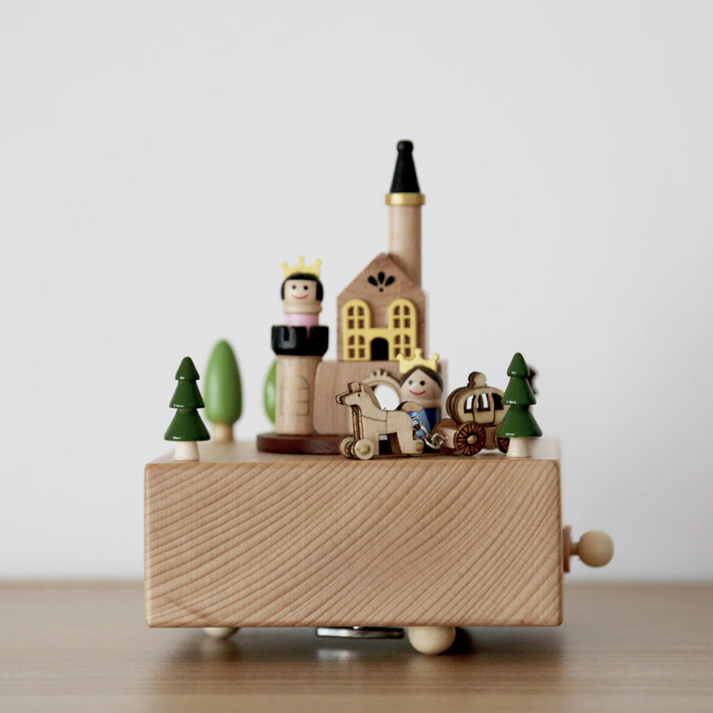 Wooden Music Box Music Box Creative Home Decoration Gifts Children's Birthday Gifts Carousel Swing Rabbit