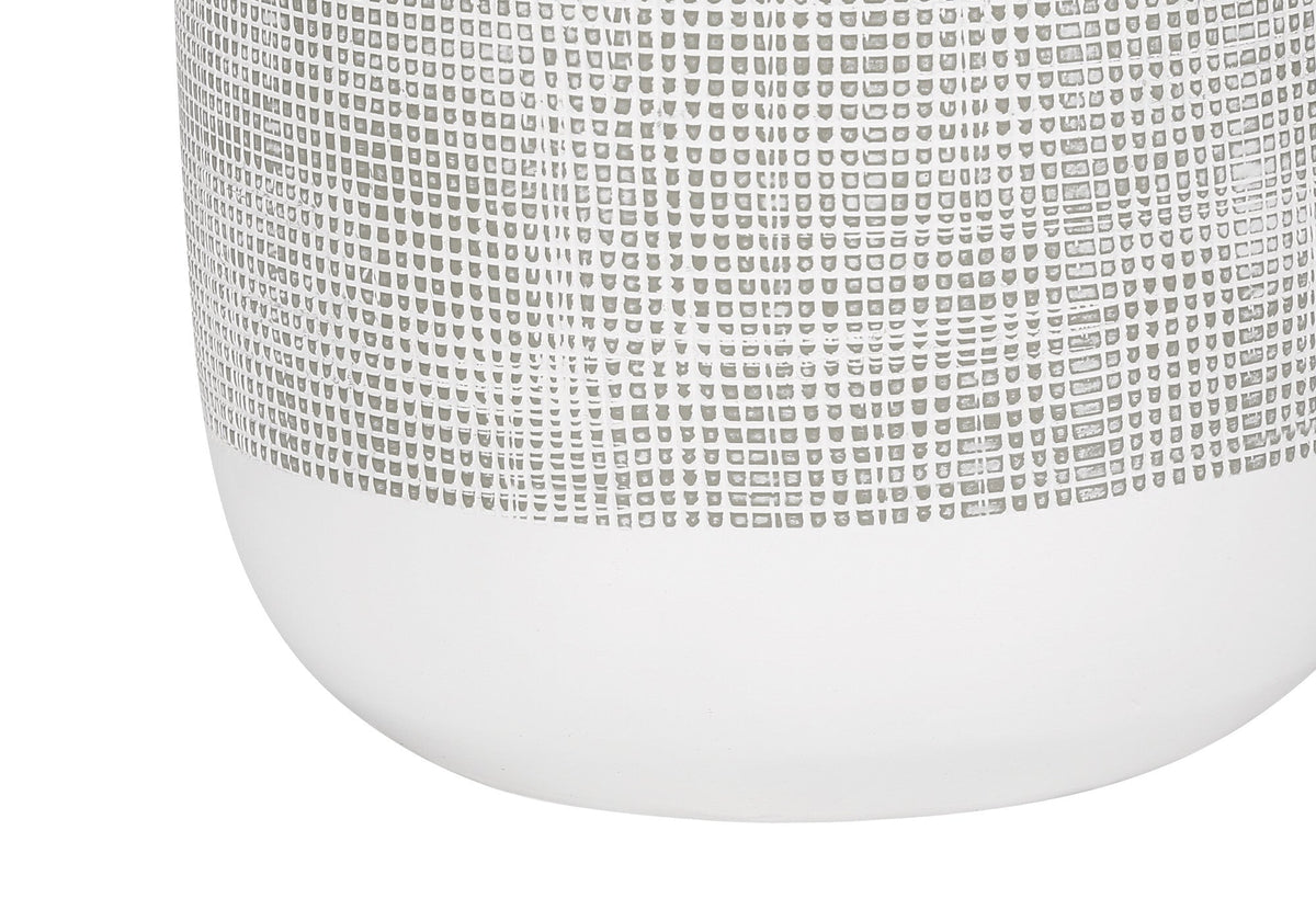27" Gray and White Ceramic Round Table Lamp With Gray Drum Shade