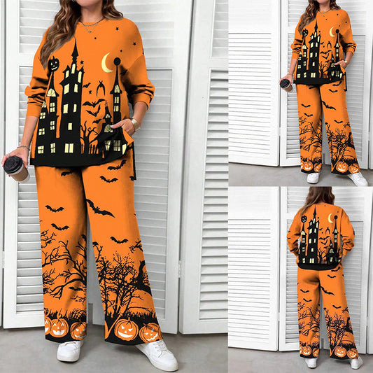 Halloween Christmas Eve Printed Two-piece Suit Pack