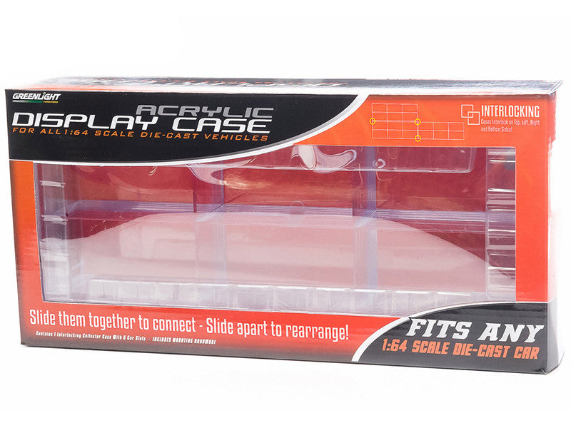 Acrylic Display Case 6-Car Connecting for 1/64 Scale Models by Greenlight