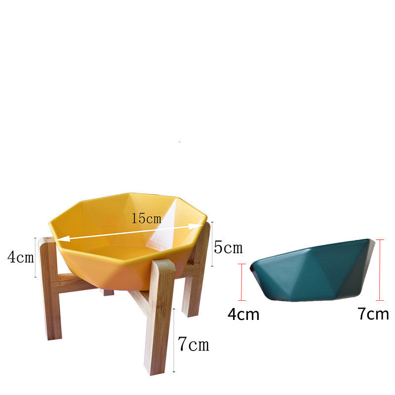 Ceramic high-footed cat food bowl