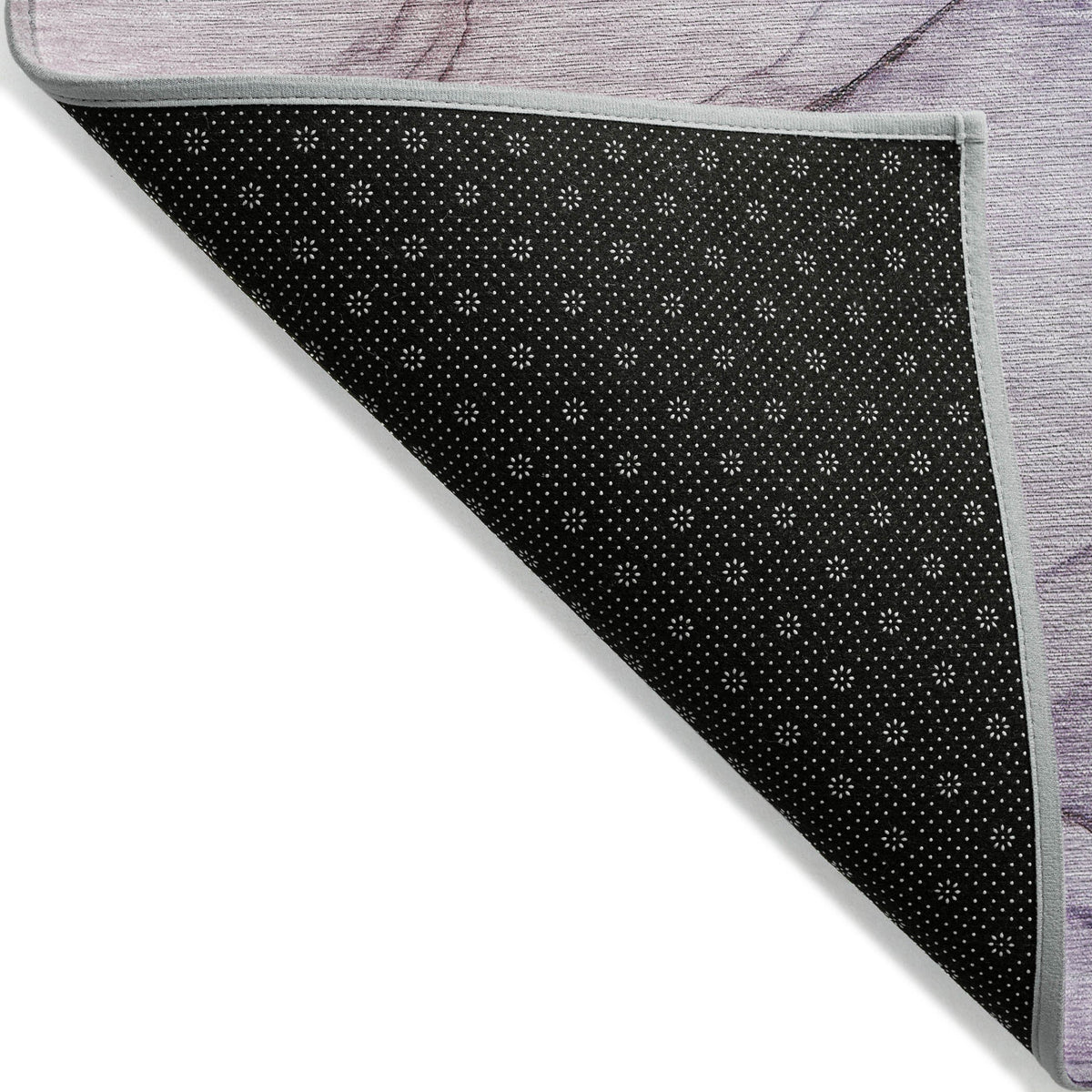2' X 8' Gray and Purple Abstract Washable Non Skid Indoor Outdoor Runner Rug