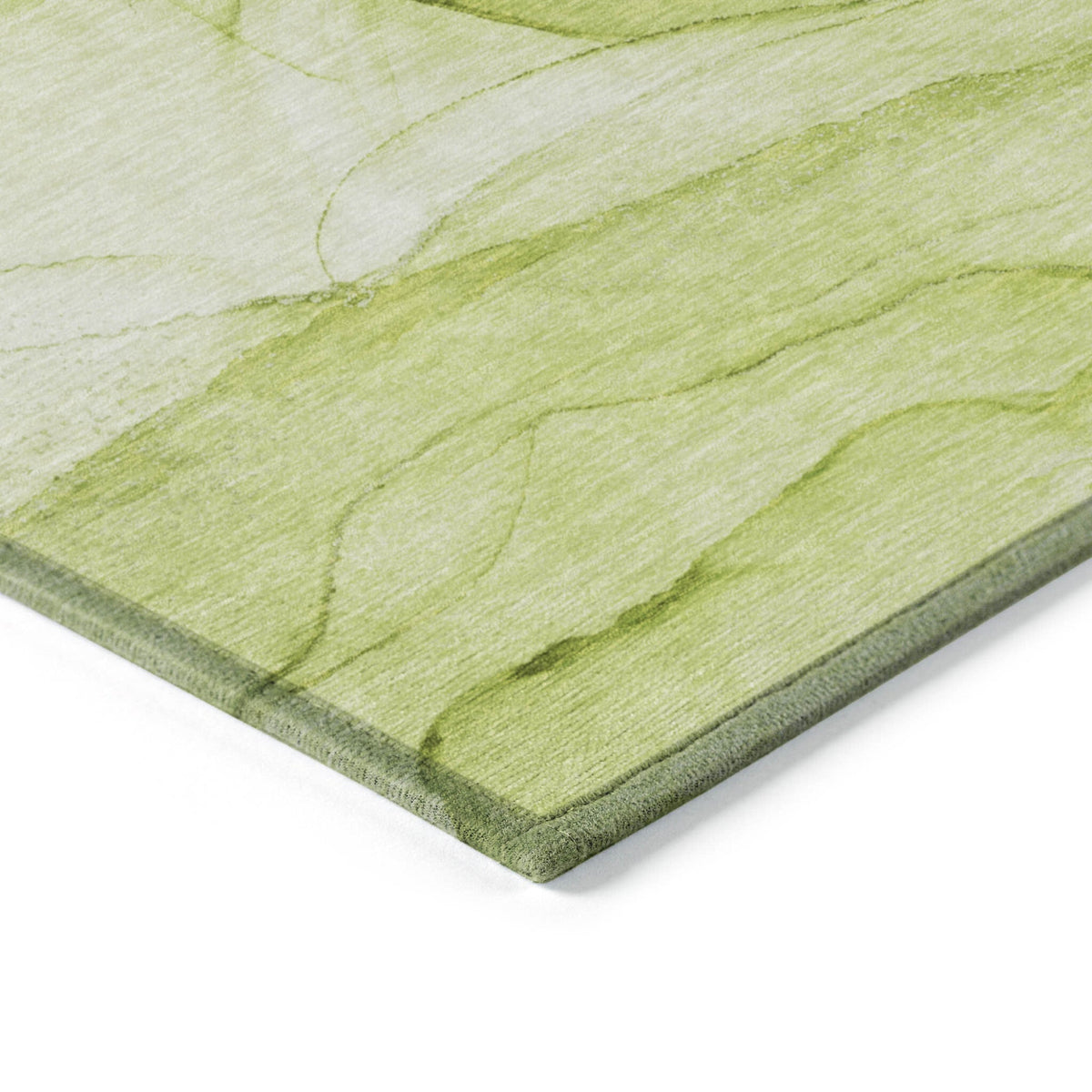 3' X 5' Green Abstract Washable Non Skid Indoor Outdoor Area Rug