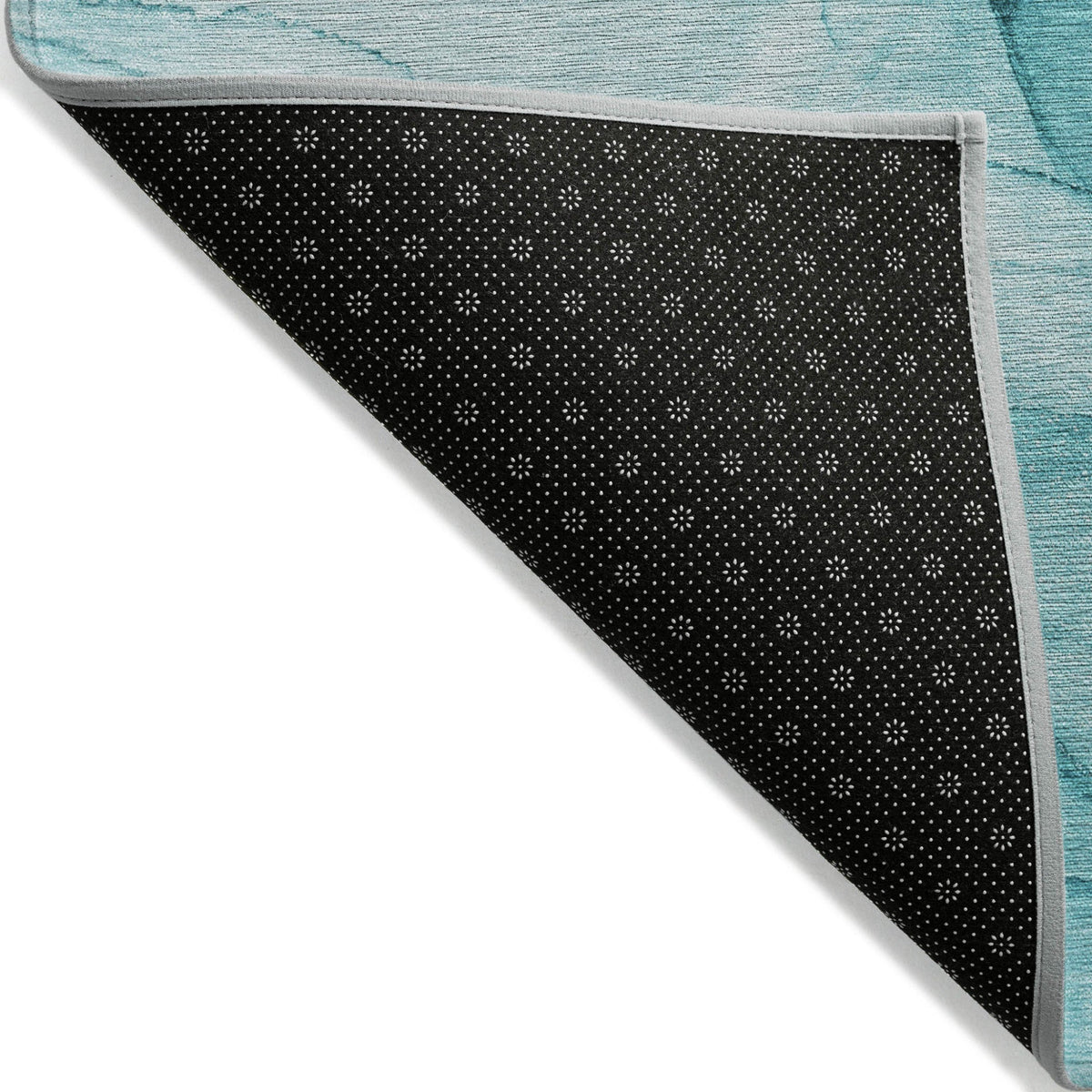 8' Runner Teal Abstract Washable Non Skid Indoor Outdoor Runner Rug