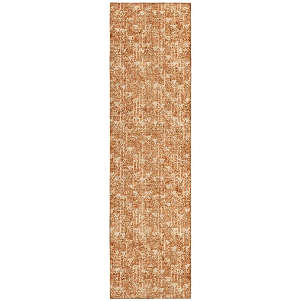 8' Runner Bronze Geometric Washable Non Skid Indoor Outdoor Runner Rug
