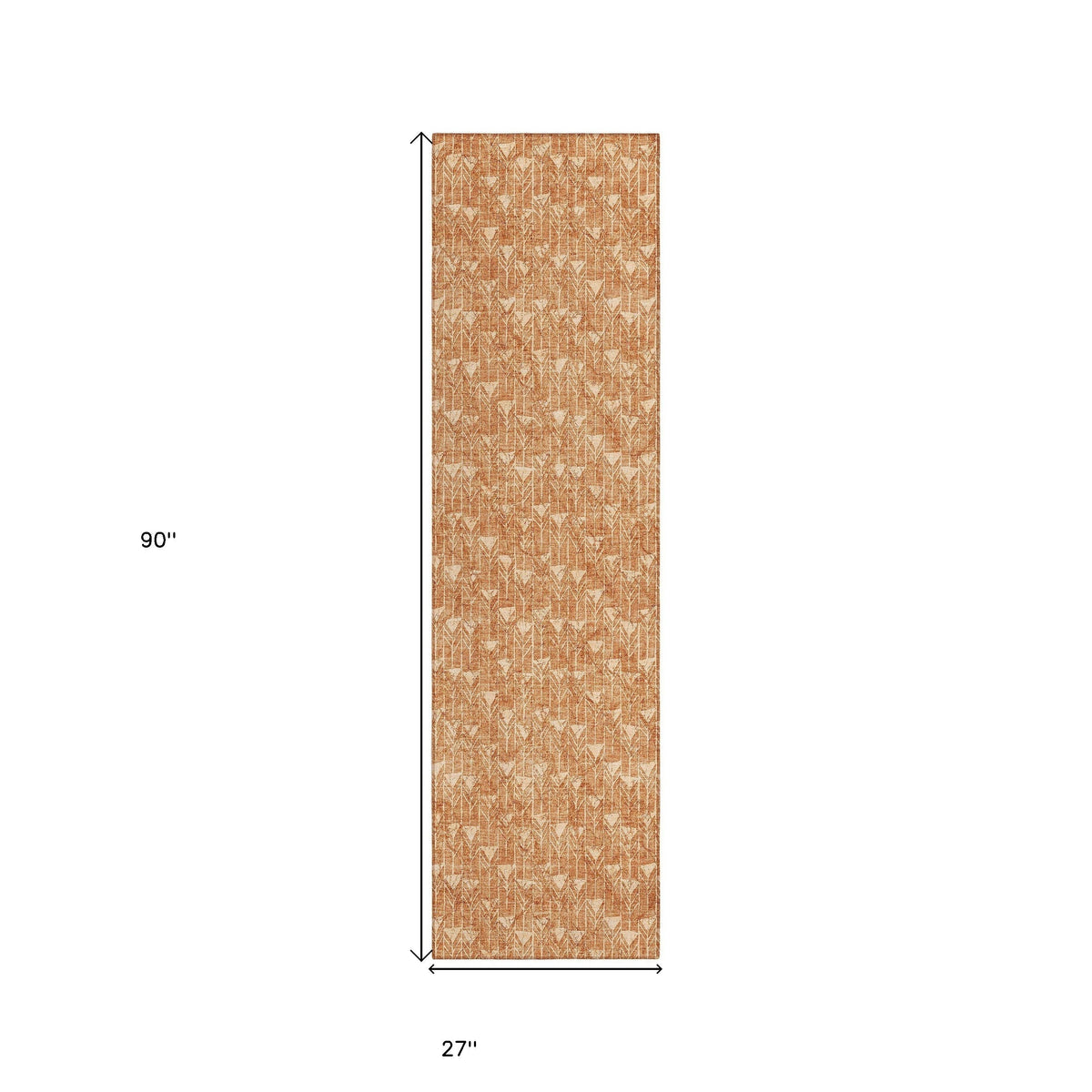 8' Runner Bronze Geometric Washable Non Skid Indoor Outdoor Runner Rug