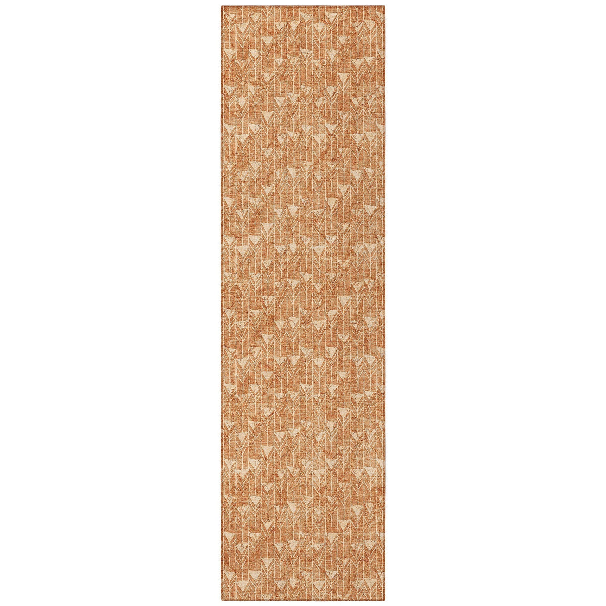 8' Runner Bronze Geometric Washable Non Skid Indoor Outdoor Runner Rug
