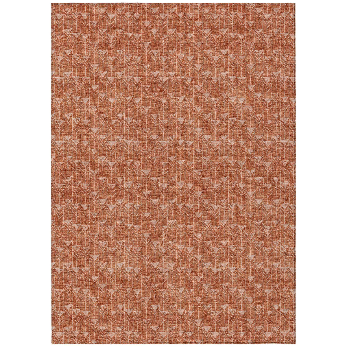 3' X 5' Terra Cotta Geometric Washable Non Skid Indoor Outdoor Area Rug