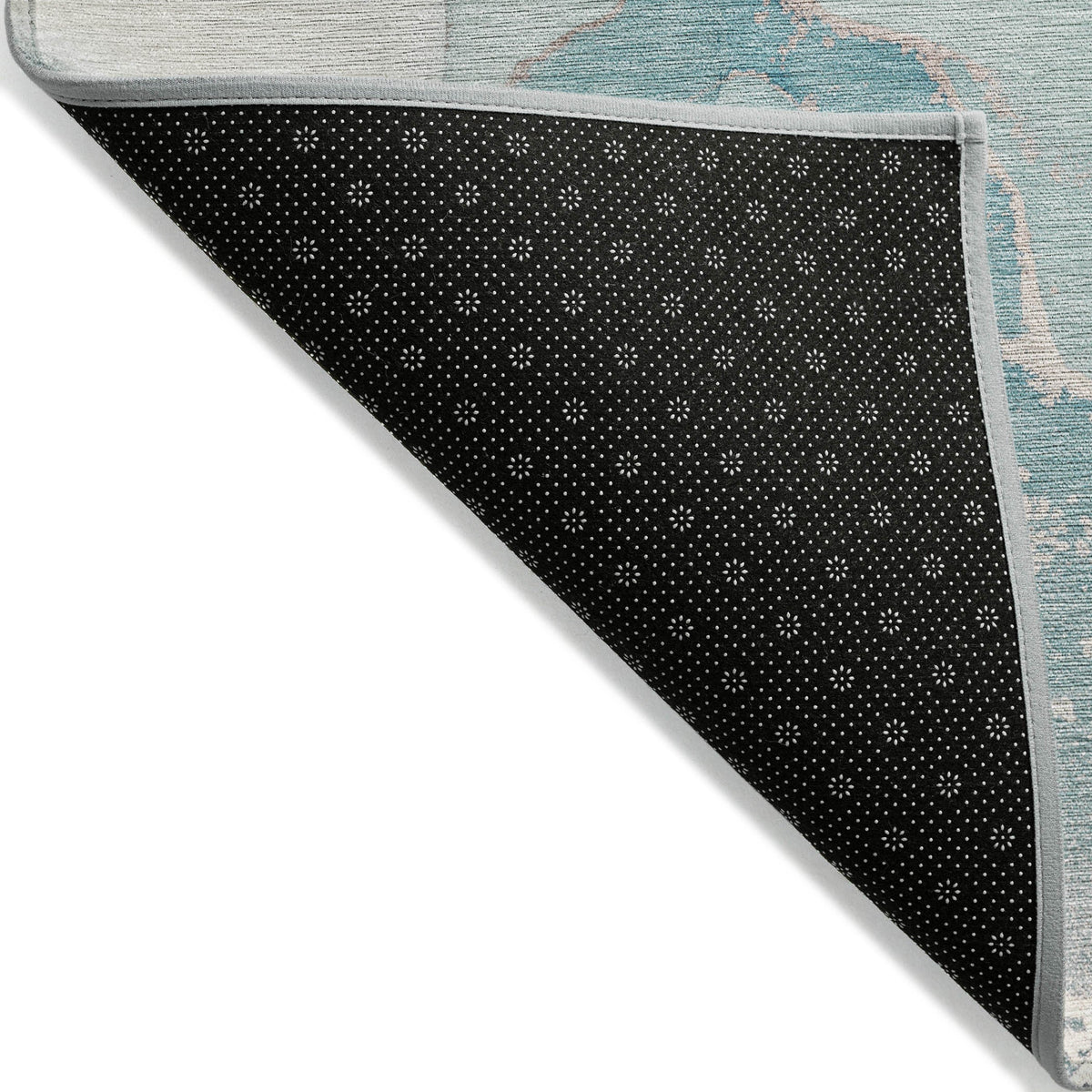 3' X 5' Teal Abstract Washable Non Skid Indoor Outdoor Area Rug