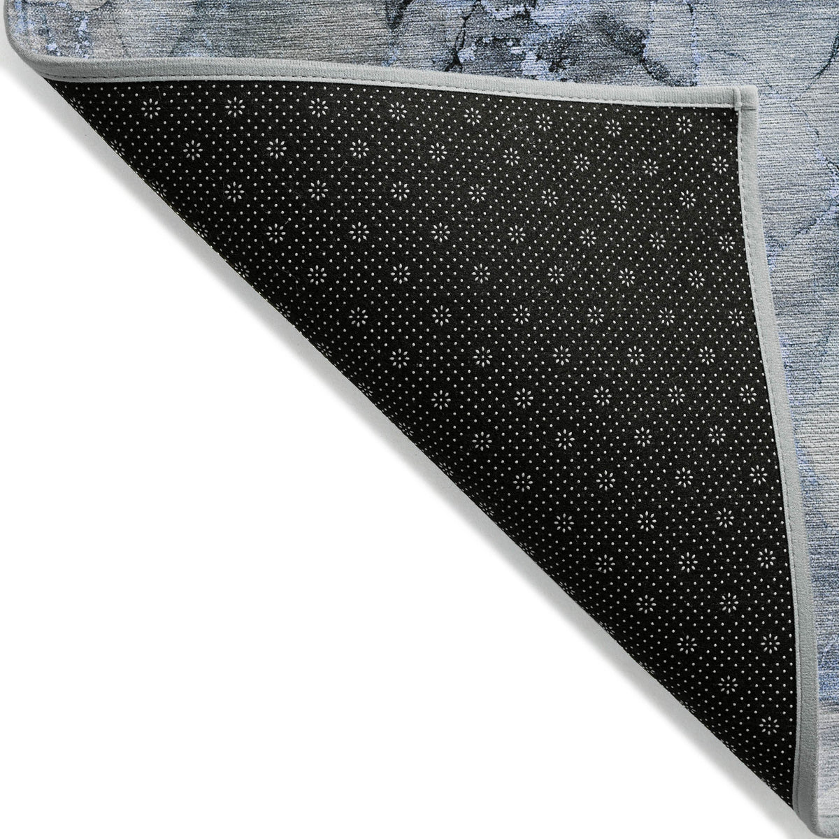 3' X 5' Blue and Gray Abstract Washable Non Skid Indoor Outdoor Area Rug