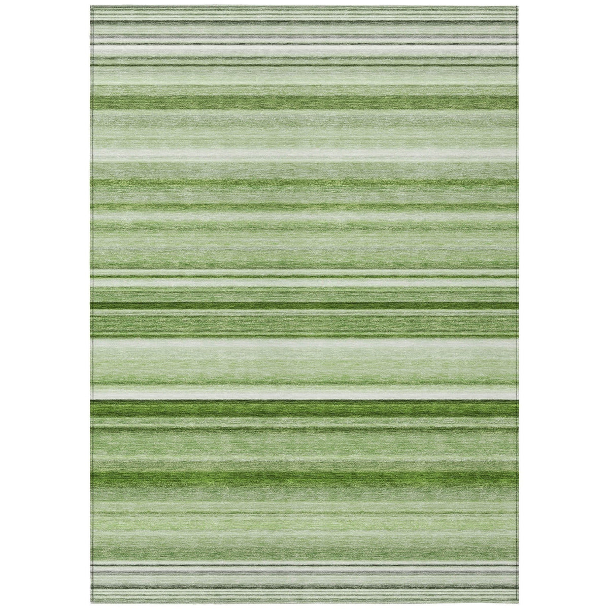 3' X 5' Artichoke Green Striped Washable Non Skid Indoor Outdoor Area Rug