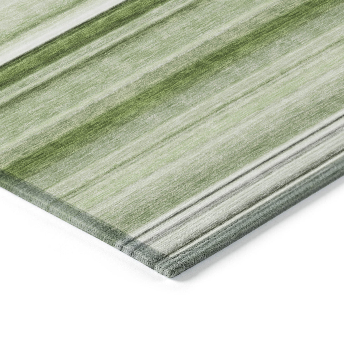 3' X 5' Artichoke Green Striped Washable Non Skid Indoor Outdoor Area Rug