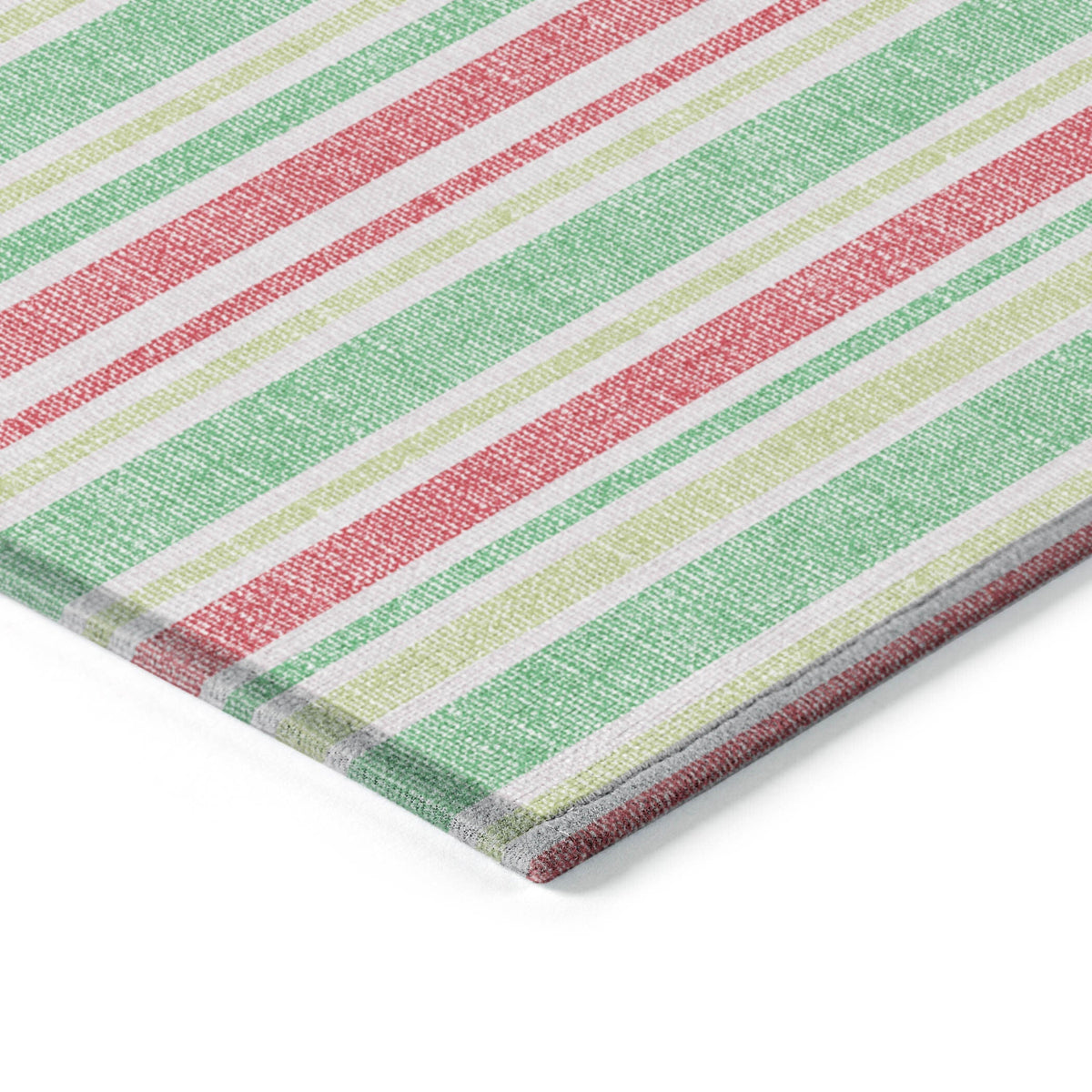 3' X 5' Green Striped Washable Non Skid Indoor Outdoor Area Rug