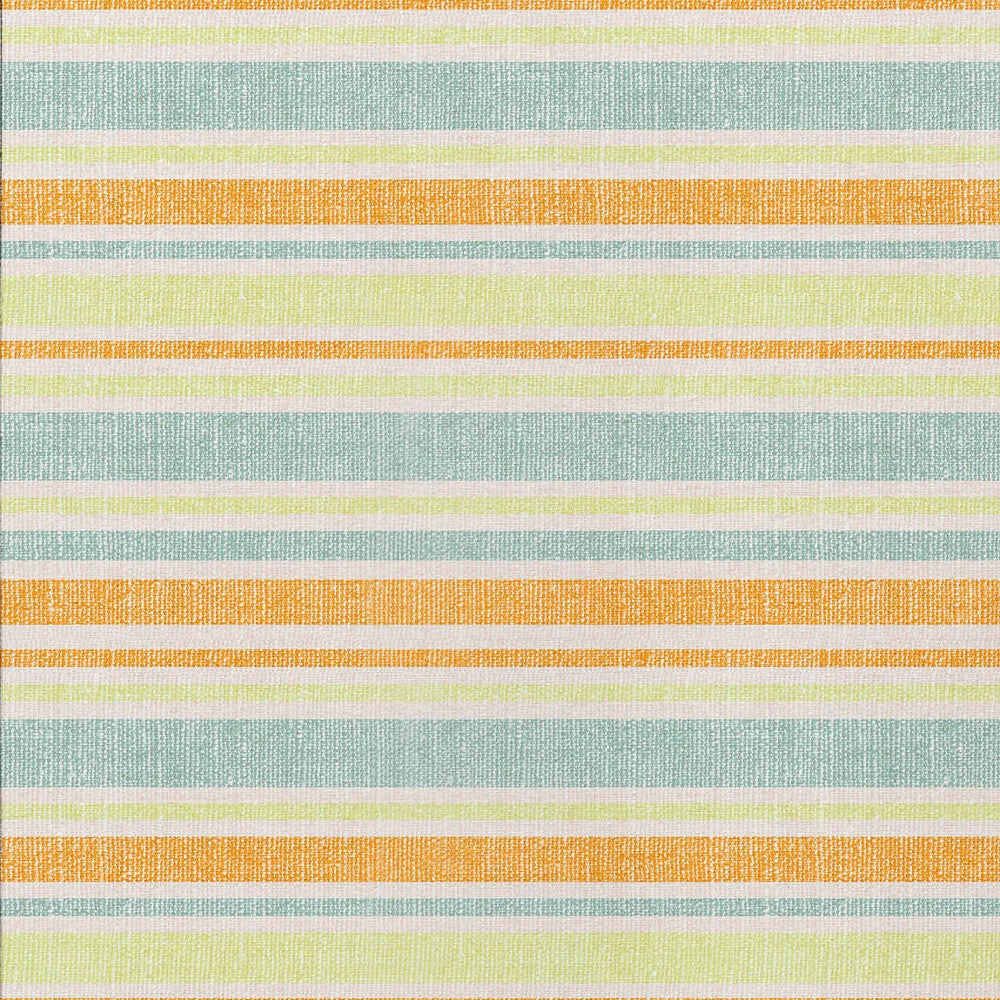 3' X 5' Orange Striped Washable Non Skid Indoor Outdoor Area Rug