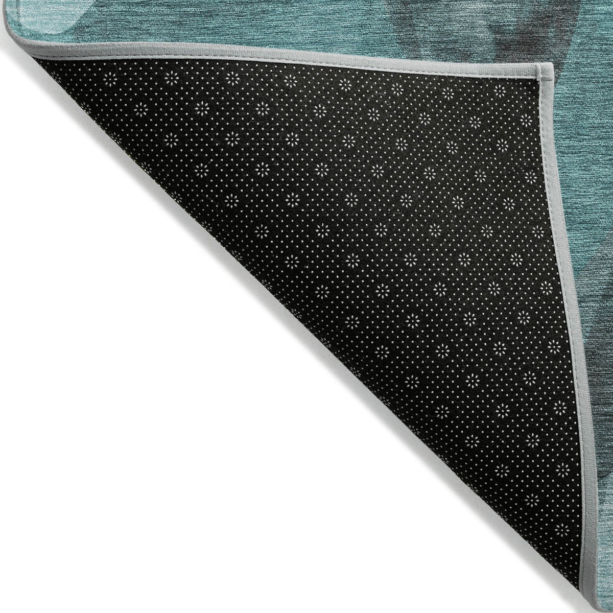 3' X 5' Teal Abstract Washable Non Skid Indoor Outdoor Area Rug
