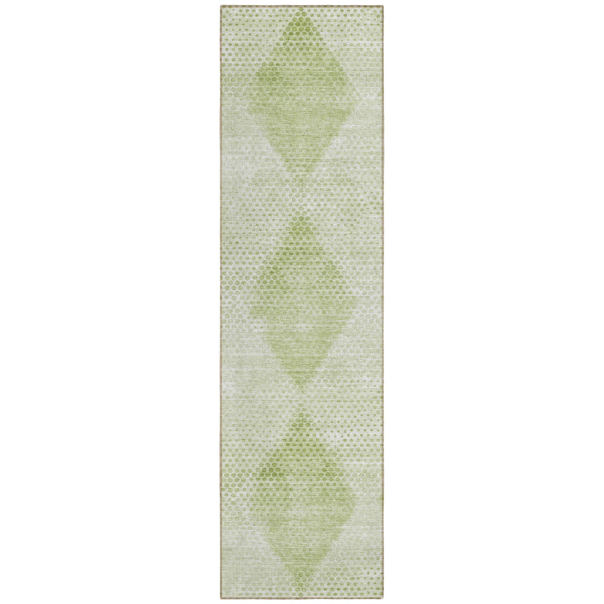 8' Runner Mint Green Geometric Washable Non Skid Indoor Outdoor Runner Rug