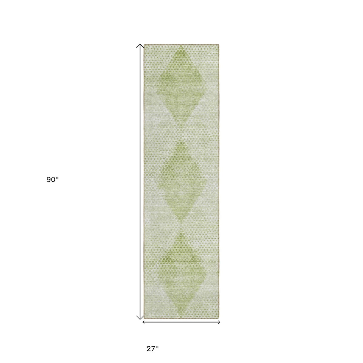 8' Runner Mint Green Geometric Washable Non Skid Indoor Outdoor Runner Rug