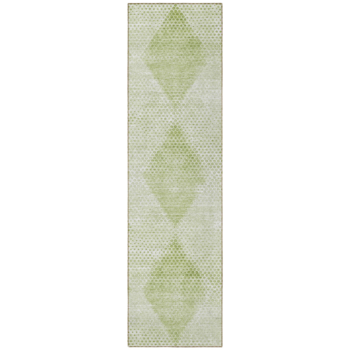 8' Runner Mint Green Geometric Washable Non Skid Indoor Outdoor Runner Rug