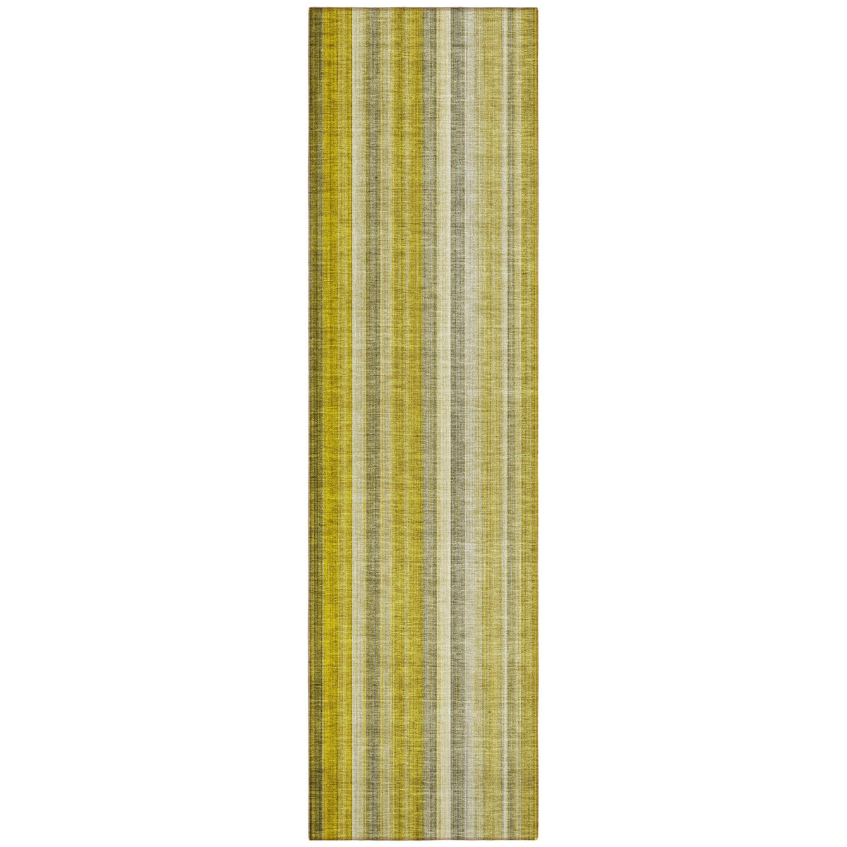 2' X 8' Gold Striped Washable Non Skid Indoor Outdoor Runner Rug