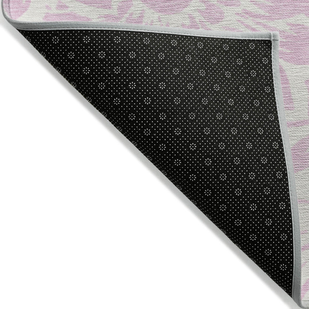 3' X 5' Pink and Ivory Floral Washable Non Skid Indoor Outdoor Area Rug