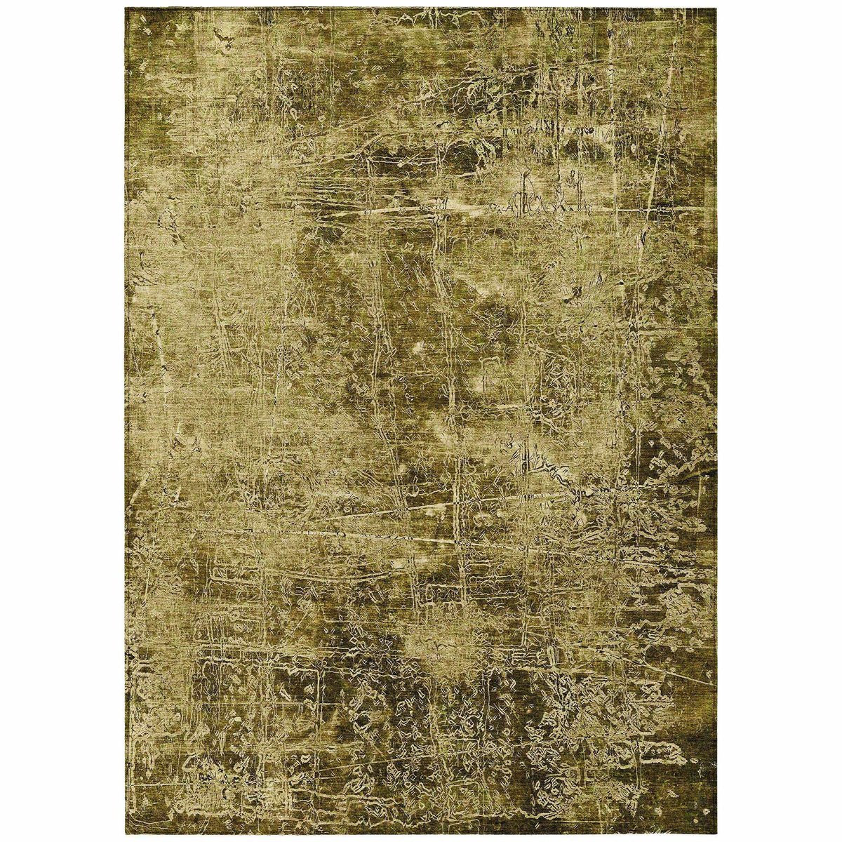 3' X 5' Green Abstract Washable Non Skid Indoor Outdoor Area Rug