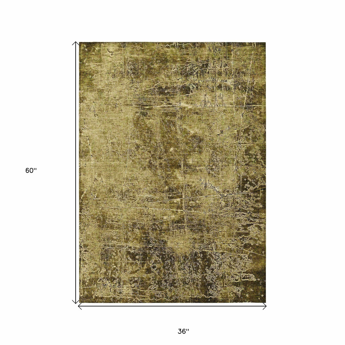 3' X 5' Green Abstract Washable Non Skid Indoor Outdoor Area Rug